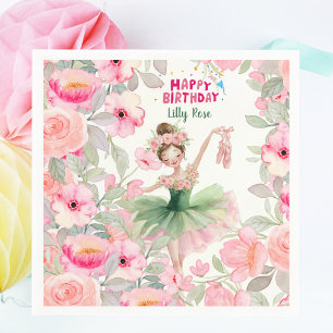 Serviette En Papier Fête d'anniversaire de ballerine personnalisée ros