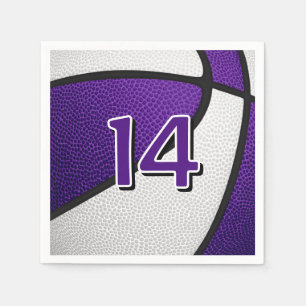Serviette En Papier fête d'anniversaire de basket blanc violet