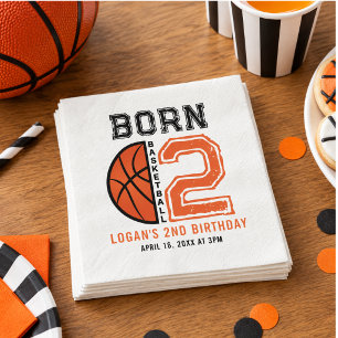 Serviette En Papier Fête d'anniversaire de Basketball Né 2 Ball 2ème a