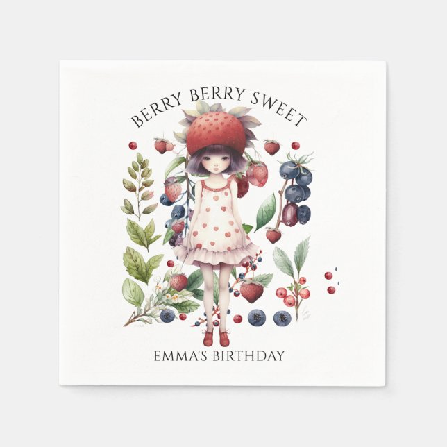 Serviette En Papier Fête d'Anniversaire de Berry Sweet Girl Whimsical (Devant)