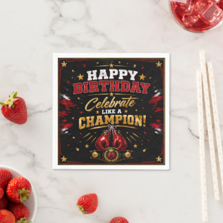 Serviette En Papier Fête d'anniversaire de boxe champion