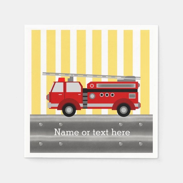 Serviette En Papier Fête d'anniversaire de camion d'incendie (Devant)