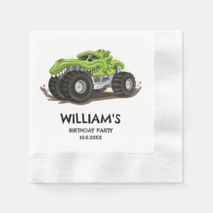 Serviette En Papier Fête d'anniversaire de camion monstre minimal Garç