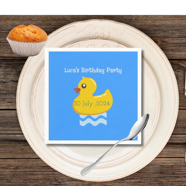 Serviette En Papier fête d'anniversaire de canard en caoutchouc jaune (Créateur téléchargé)