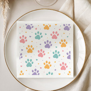 Serviette En Papier Fête d'anniversaire de chien avec empreinte de pat