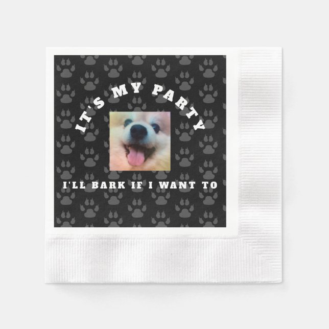 Serviette En Papier Fête d'anniversaire de chien photo personnalisée (Devant)