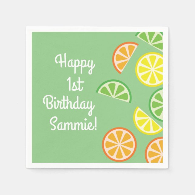 Serviette En Papier Fête d'anniversaire de Citrus Slice (Devant)