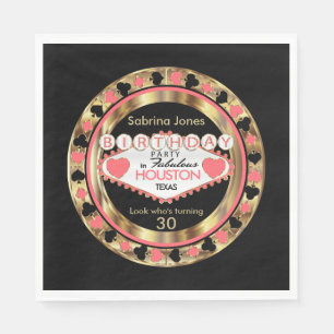 Serviette En Papier Fête d'anniversaire de corail de jeton de poker d