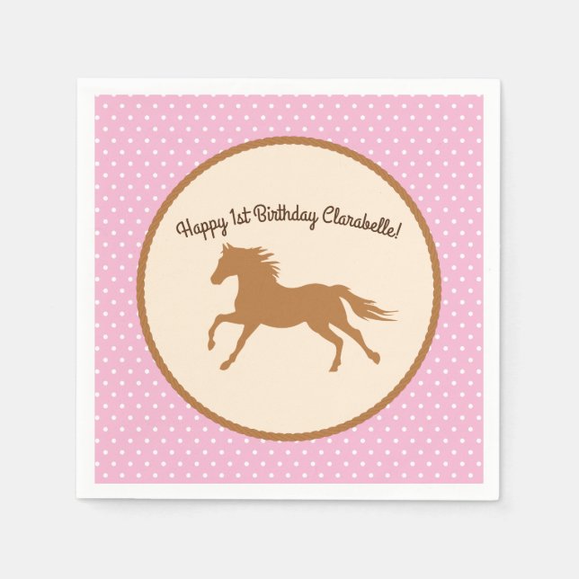 Serviette En Papier Fête d'anniversaire de Cowgirl Horse (Devant)