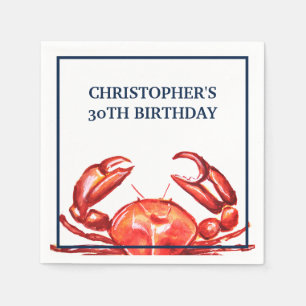 Serviette En Papier Fête d'anniversaire de crabe d'été 30ème