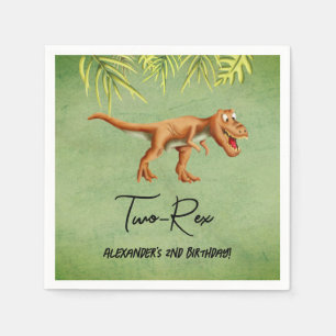 Serviette En Papier Fête d'anniversaire de deuxième année de dinosaure