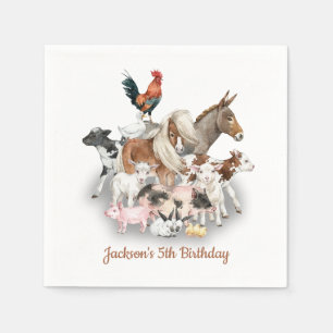Serviette En Papier Fête d'anniversaire de Farm Animaux Barnyard
