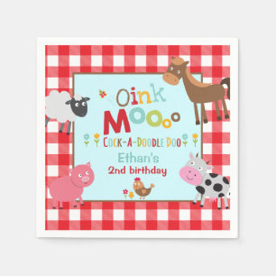 Serviette En Papier Fête d'anniversaire de ferme Napkin Vieux MacDonal