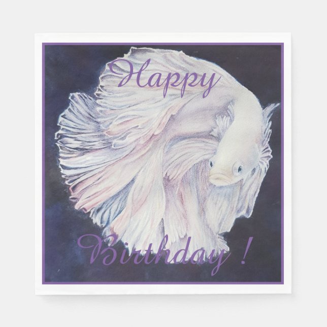 Serviette En Papier Fête d'anniversaire de Fighter Fish (Devant)