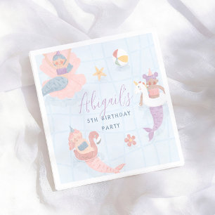 Serviette En Papier Fête d'anniversaire de fille d'été Piscine de Sirè