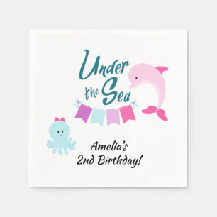 Serviette En Papier Fête d'anniversaire de fille sous la mer