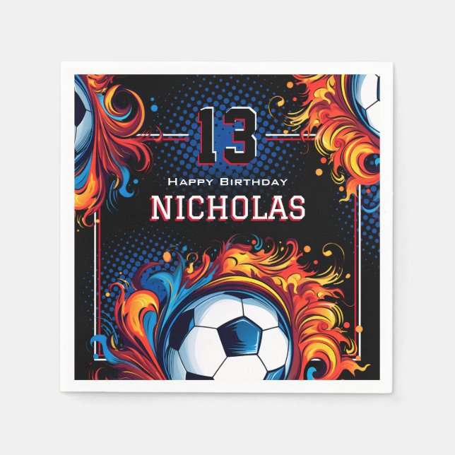Serviette En Papier Fête d'anniversaire de football (Devant)