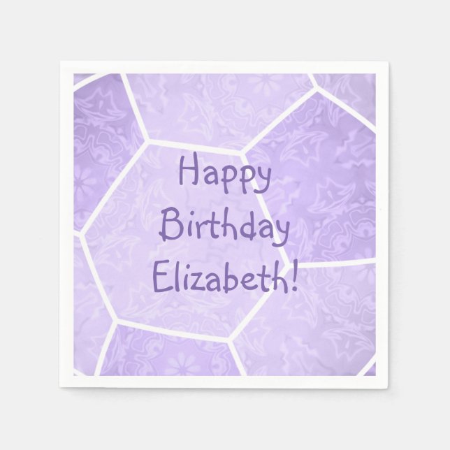 Serviette En Papier fête d'anniversaire de football féminin violet pas (Devant)