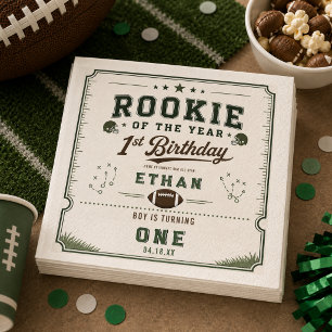 Serviette En Papier Fête d'anniversaire de Football Green Recrue 1ère