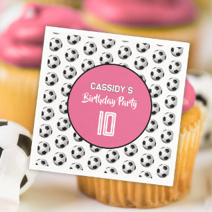 Serviette En Papier Fête d'anniversaire de footballeuse rose