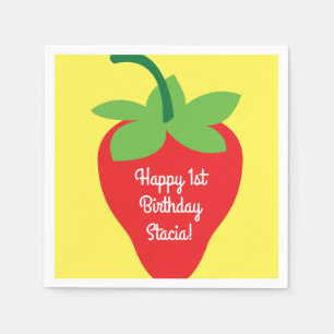 Serviette En Papier Fête d'anniversaire de fraises