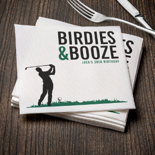 Serviette En Papier Fête d'anniversaire de golf adulte Birdies & Booze