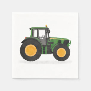Serviette En Papier Fête d'anniversaire de Green Tractor