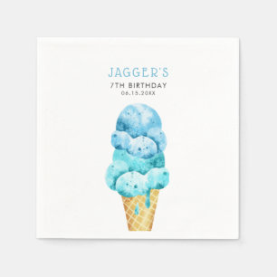 Serviette En Papier Fête d'anniversaire de la Crème Bleue