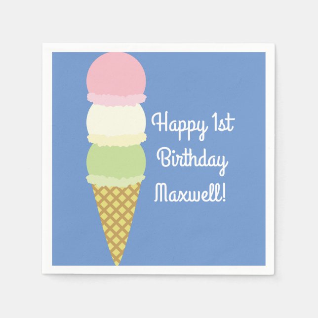 Serviette En Papier Fête d'anniversaire de la crème glacée (Devant)