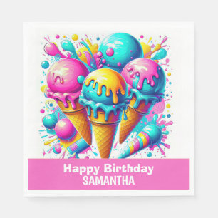 Serviette En Papier fête d'anniversaire de la crème glacée gIRLY