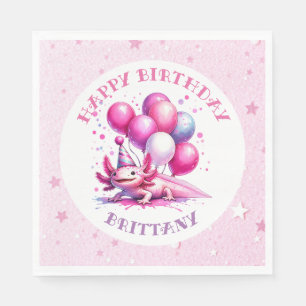 Serviette En Papier Fête d'anniversaire de la fille Axolotl rose