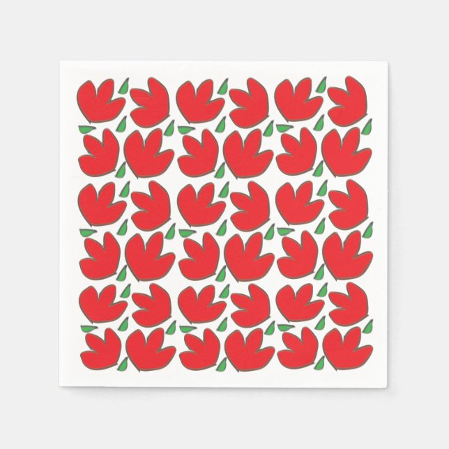 Serviette En Papier Fête d'anniversaire de la Flore rouge (Devant)
