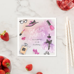 Serviette En Papier fête d'anniversaire de la retouche glam sparkle