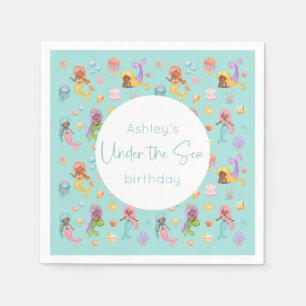 Serviette En Papier Fête d'anniversaire de la sirène