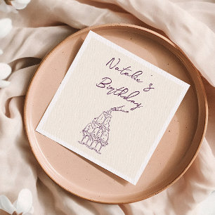 Serviette En Papier Fête d'anniversaire de la tour Champagne violet ti