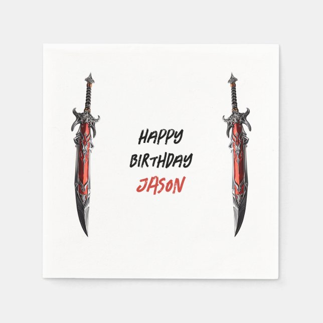 Serviette En Papier Fête d'anniversaire de l'épée (Devant)