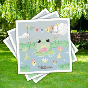 Serviette En Papier Fête d'anniversaire de l'étang de grenouille de de