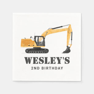 Serviette En Papier Fête d'anniversaire de l'excavatrice de véhicule d