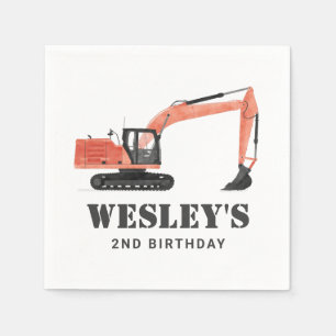 Serviette En Papier Fête d'anniversaire de l'excavatrice de véhicule d