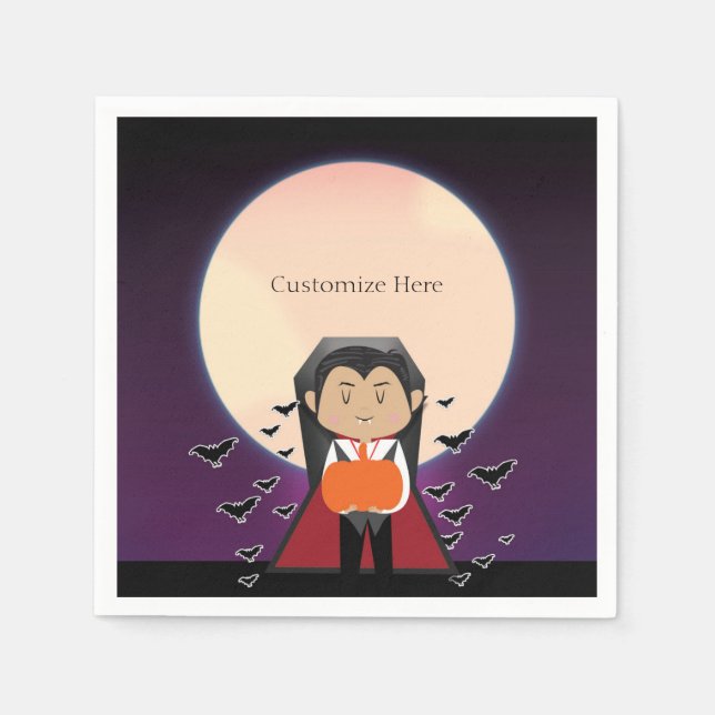 Serviette En Papier Fête d'anniversaire de Little Dracula Vampire (Devant)
