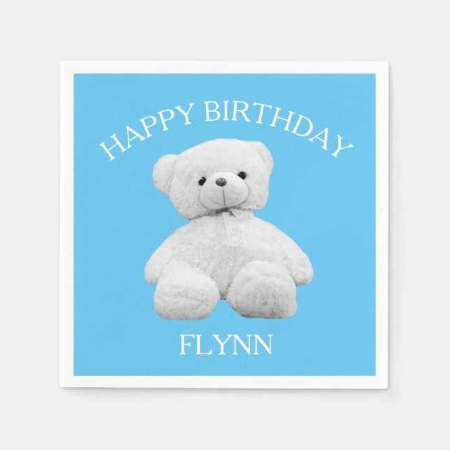 Serviette En Papier Fête d'anniversaire de l'ours en peluche personnal (Devant)