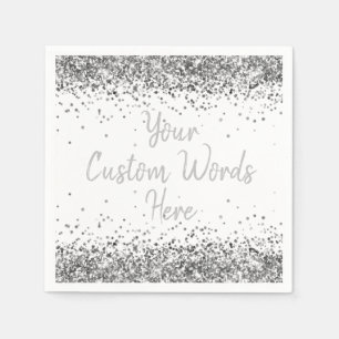 Serviette En Papier Fête d'anniversaire de mariage Blanc et Argent