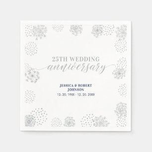 Serviette En Papier Fête d'anniversaire de mariage de 25 ans en Argent