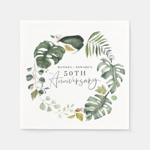 Serviette En Papier Fête d'anniversaire de mariage de feuillage