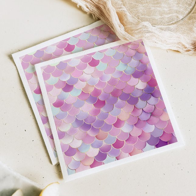 Serviette En Papier Fête d'anniversaire de Mermaid Scales (Créateur téléchargé)