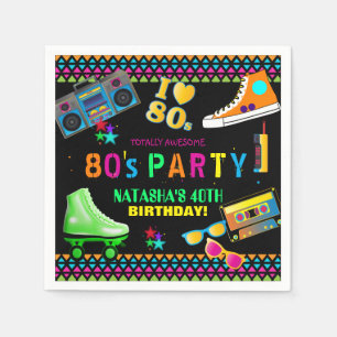 Serviette En Papier Fête d'anniversaire de Neon 80
