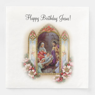 Serviette En Papier Fête d'anniversaire de Noël pour Jésus