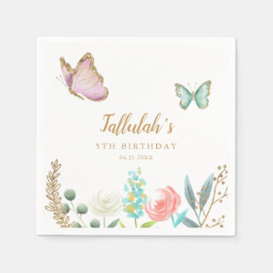 Serviette En Papier Fête d'anniversaire de papillon Garden Girl