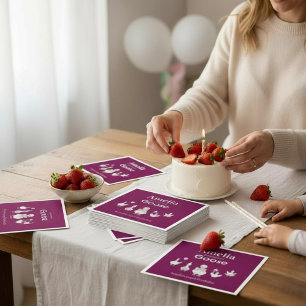 Serviette En Papier Fête d'anniversaire de petite fille au thème de l'