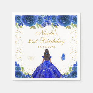 Serviette En Papier Fête d'anniversaire de princesse à peau foncée aux